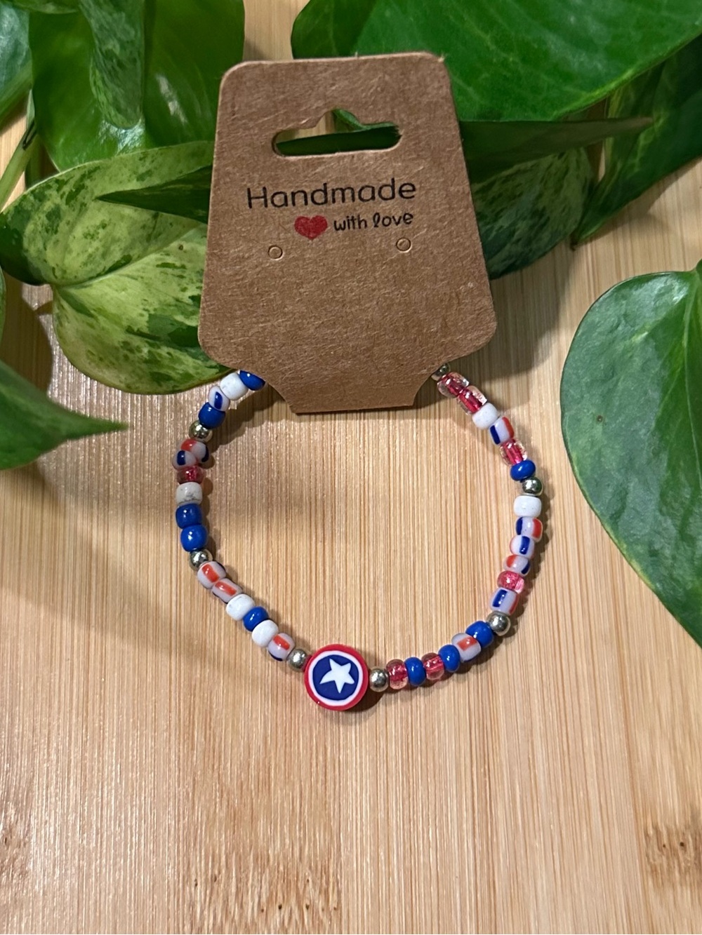 🦸‍♂️ Kids’ Superhero Stretchy Beaded Bracelet | Handmade | Clay Superhero Charm
